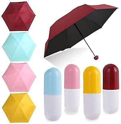 Gwalinath UV Protection tablet umbrella | capsule umbrella For Rain Windproof & Sun Protection Features, 4 Folding Compact Capsule Case For Men, Women, KidsSqul Tech