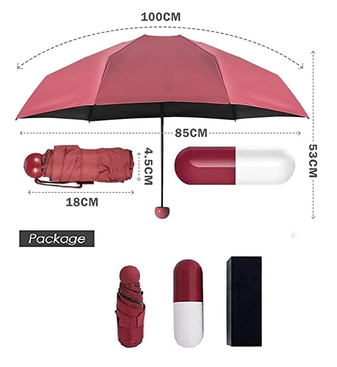 Gwalinath UV Protection tablet umbrella | capsule umbrella For Rain Windproof & Sun Protection Features, 4 Folding Compact Capsule Case For Men, Women, KidsSqul Tech
