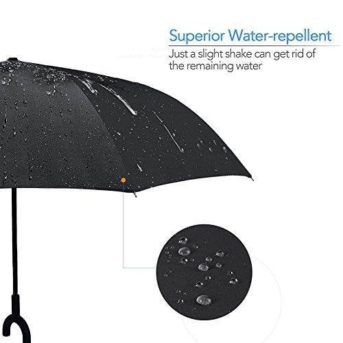 BigPlayer Unisex Windproof Upside Down Reverse Umbrella with C-Shaped Handle and UV Protection (Multi color)Squl Tech