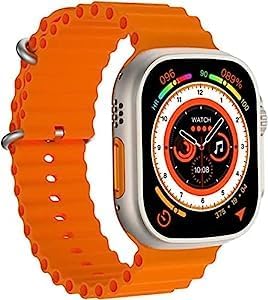 SQUL T800 Ultra Smart Watch 1.99" Series 8 HD Display - Campatible for Apple & Android -Bluetooth Call, Fitness Tracker, Voice Assistance (Orange) - Squl Tech