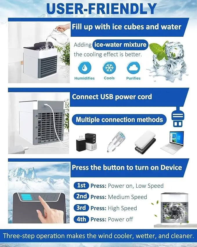 SQUL Mini-cooler-for room-cooling-mini-cooler-ac-portable-air-conditioners-for Home-Office-Artic-Cooler-3-In-1-Conditioner-Humidifier-Purifier - Squl Tech