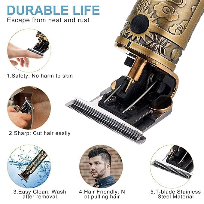 DREHOTRY Golden Buddha Style Trimmer For Men Professional Hair Clipper, Adjustable Blade Clipper, Retro Oil Head Close Cut Precise hair Trimming MachineSqul Tech