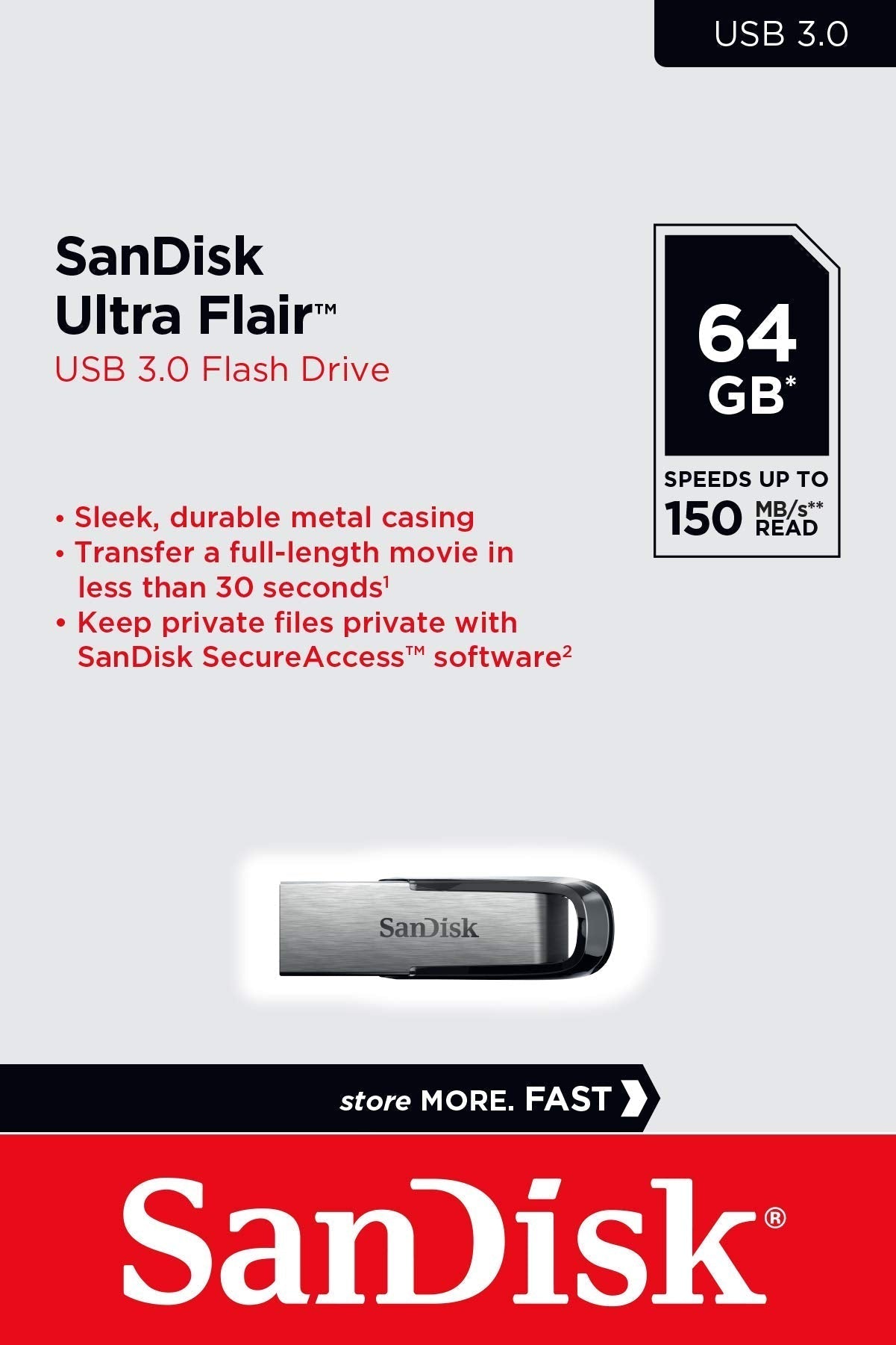SanDisk Ultra Flair 64GB USB 3.0 Pen Drive, MulticolorSqul Tech