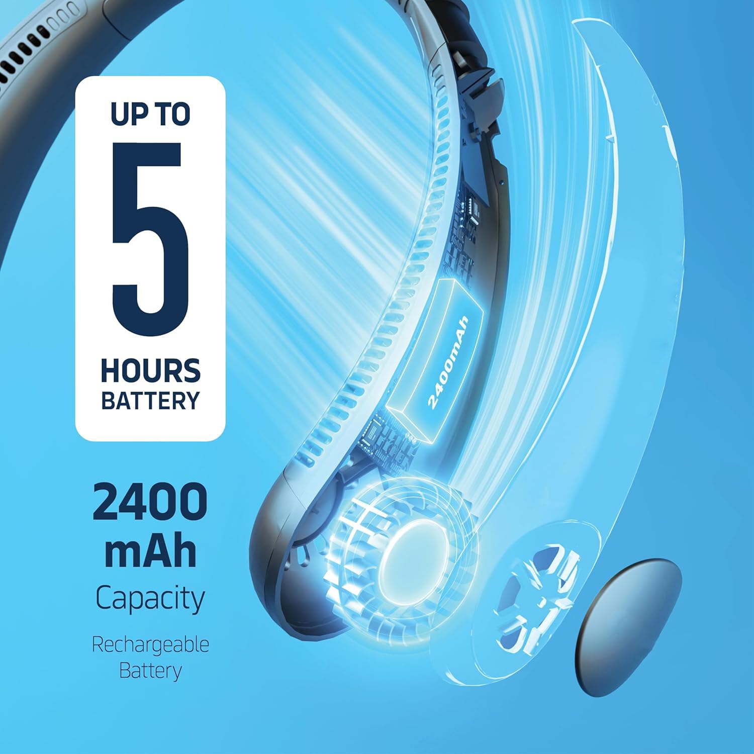 USB Charging Battery Operated Portable Rechargeable Personal Neck Fan | Bladeless Neck Cooling Fan with Strong Airflow, Wearable Cooling Fan