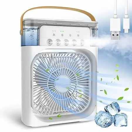 SQUL Portable Cooler for Home Mini Air Portable Fan with 7 Colors LED Light Portable AC with 3 Speed Mode & Water Spray Humidification Capacity - Squl Tech 