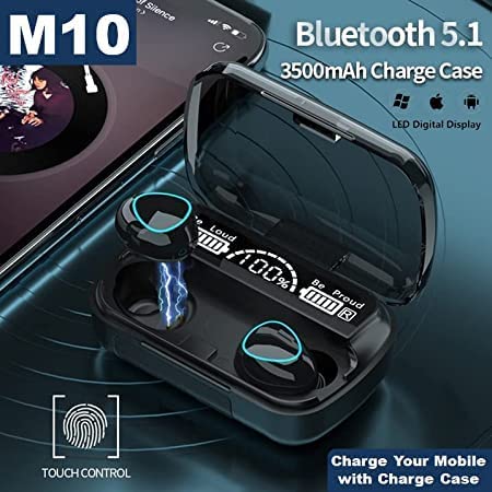 SQUL M10 Earbuds Bluetooth 5.1 Canceling in Ear Earbuds LED Display & Power Bank Bluetooth Headset. - Squl Tech 