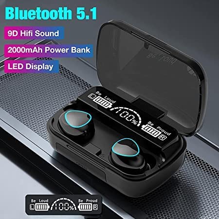 SQUL M10 Earbuds Bluetooth 5.1 Canceling in Ear Earbuds LED Display & Power Bank Bluetooth Headset. - Squl Tech 