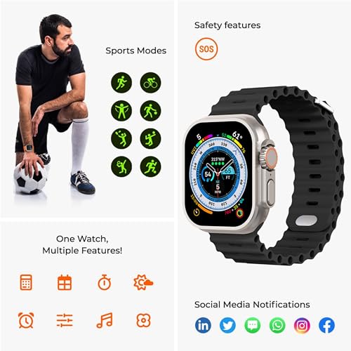 SQUL T800 Ultra Smart Watch with Beautiful Strap, Bluetooth Calling Smart Watch, 1.99" Touch Display with Fitness & Outdoor, Health & Medical Tracker - Squl Tech 