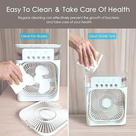 SQUL Portable Cooler for Home Mini Air Portable Fan with 7 Colors LED Light Portable AC with 3 Speed Mode & Water Spray Humidification Capacity - Squl Tech 