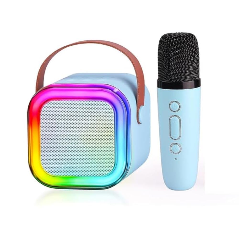 SQUL Colorful Bluetooth Speaker with Karaoke Mic System for Home Singing Magic Ai Voice Changer Portable Mini Wireless Speaker with Mike - Squl Tech 
