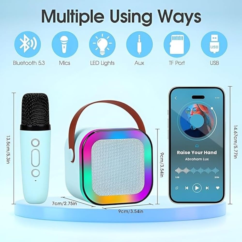 SQUL Colorful Bluetooth Speaker with Karaoke Mic System for Home Singing Magic Ai Voice Changer Portable Mini Wireless Speaker with Mike - Squl Tech 