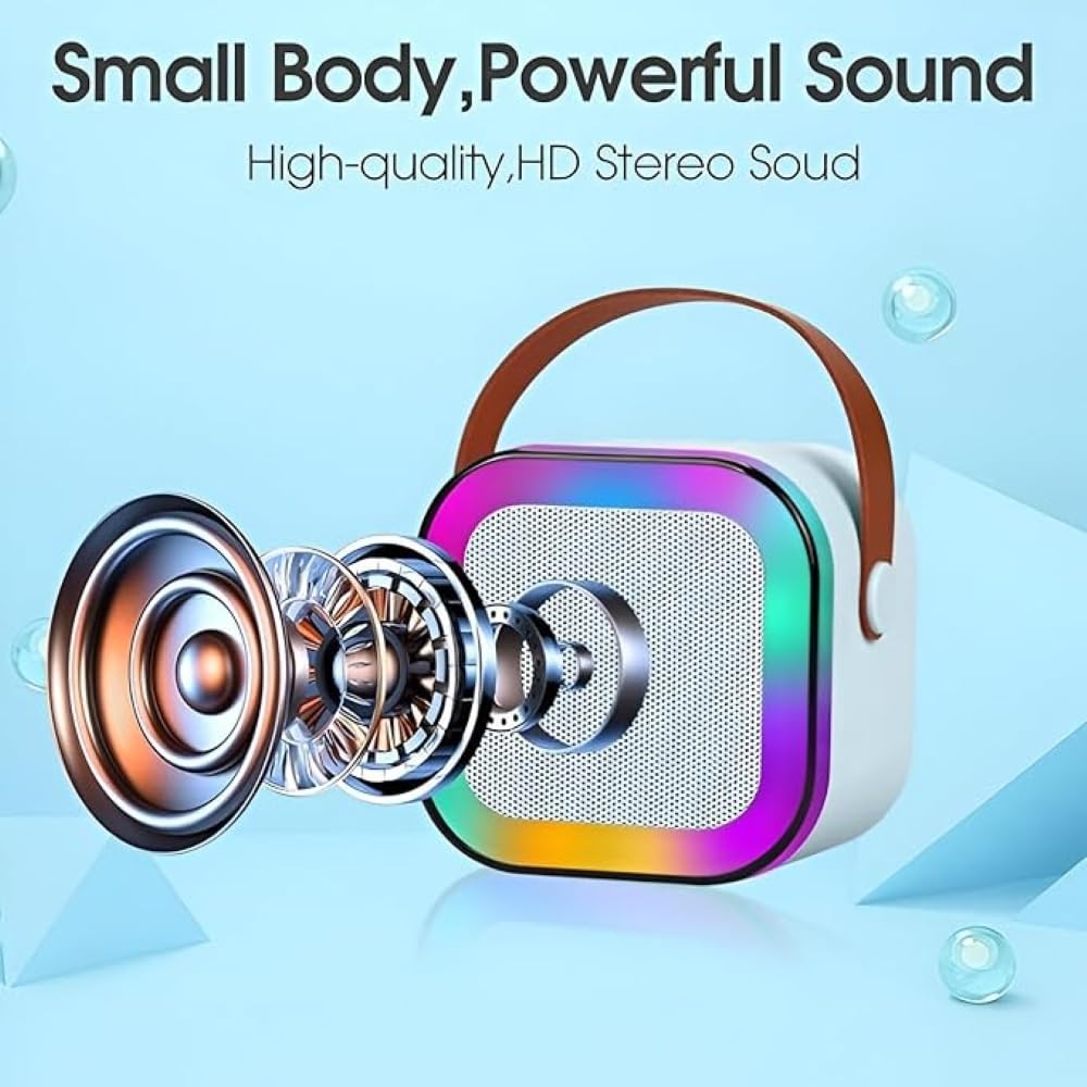 SQUL Colorful Bluetooth Speaker with Karaoke Mic System for Home Singing Magic Ai Voice Changer Portable Mini Wireless Speaker with Mike - Squl Tech 