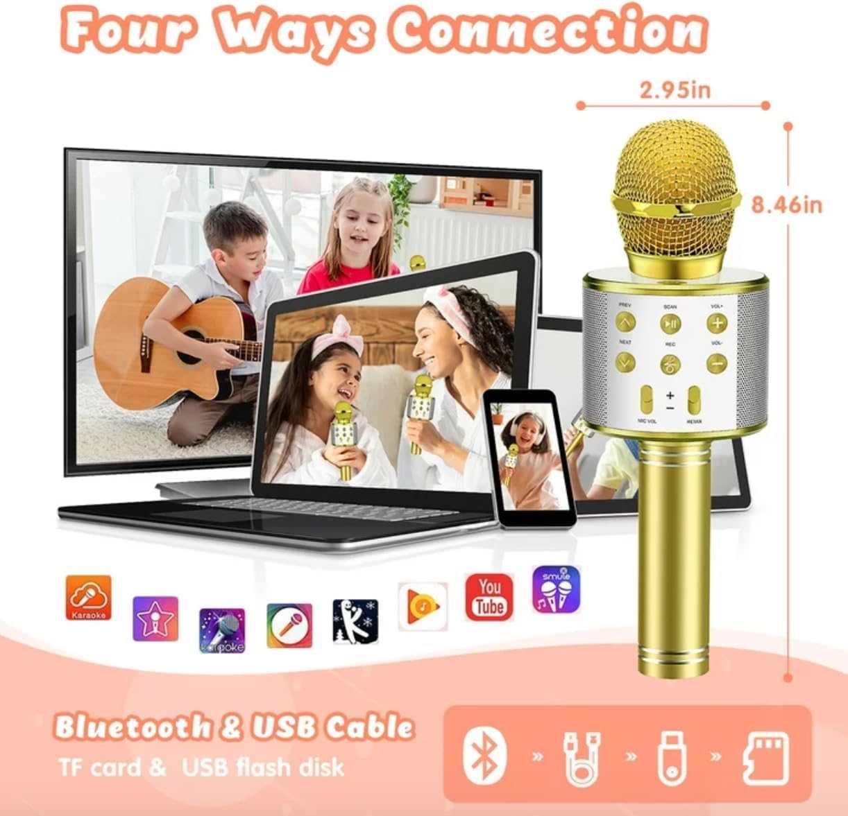 SQUL Wireless Mic Advance Handheld Wireless Singing Mike Multi-Function Bluetooth Karaoke Mic with Microphone Speaker for All Smart Phone - Squl Tech 