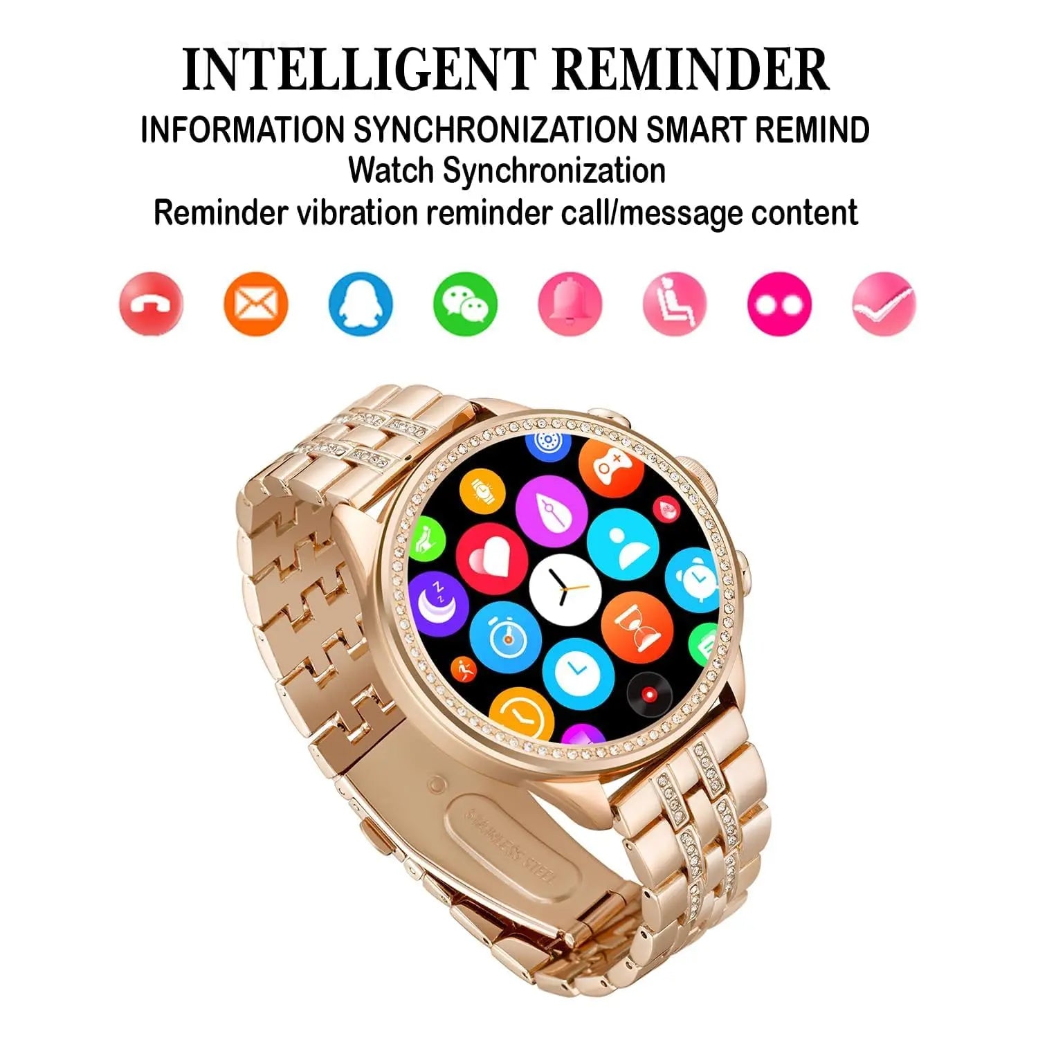 SQUL Gen 9 Diamond Strap HD Display Smartwatch, Rose Gold Strap Design for Both Men and Women. Enjoy The Convenience of Dual Straps - Squl Tech 